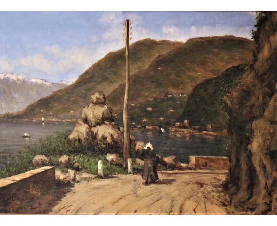 G. Amadori 1931 "Lake Maggiore the road between Luino and Colmegna"