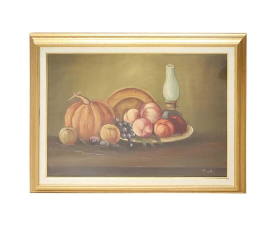 Decorative picture oil painting on canvas "still life with fruit" signed 20th century