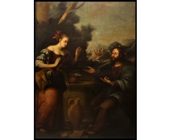 Scuola Genovese (fine XVII secolo) - Gesù e la Samaritana al pozzo
