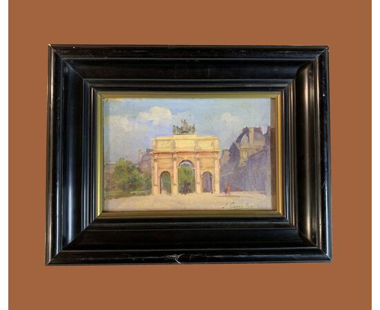 José García Ramos (1852-1913) - Parigi: Arc Du Carrousel e Museo del Louvre