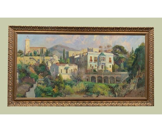 Jordi Baget (1930) - Landscape with a Catalan village     