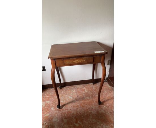 Rectangular mahogany coffee table with drawer with inlays     