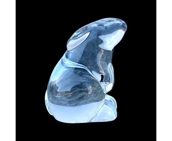 Coniglio in cristallo pesante trasparente.Baccarat,Francia.