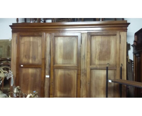 3-door wardrobe in solid walnut...