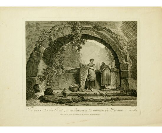 “Vue d'une cascade sur les bords du Tibre près de Rome” “Vue des restes du pont qui conduisoit à la maison de Mécénas à Tivoli”