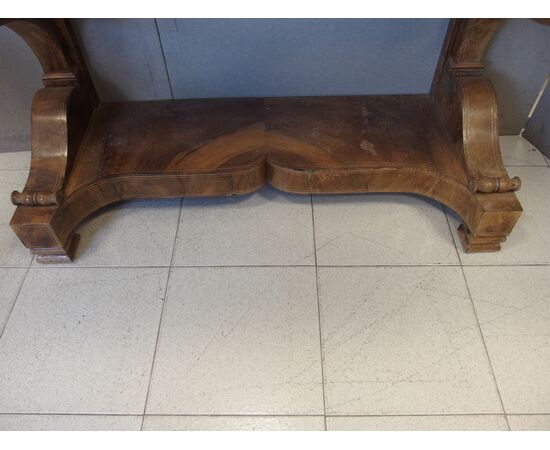 EMPIRE STYLE CONSOLE LASTRONED AND THREADED IN WALNUT FEATHER AGE 800 FRANCE cm L 114xP47xH90     