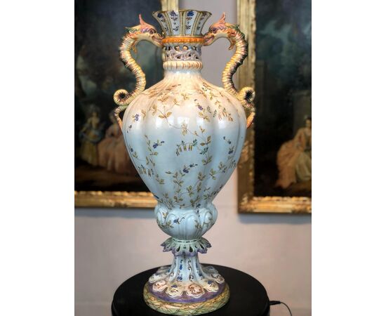 Important antique vase signed Antonio Zen ceramic Bassano     