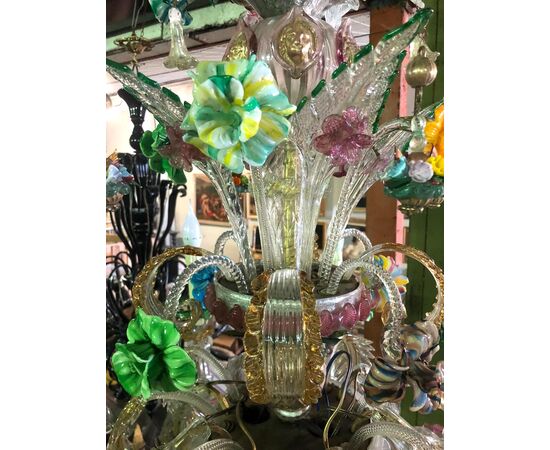 Antique Murano glass chandelier from the 1920s     