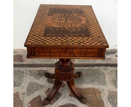 Antique inlaid coffee table signed Giuseppe Casalmaggiore     