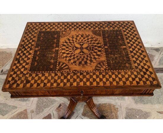 Antique inlaid coffee table signed Giuseppe Casalmaggiore     