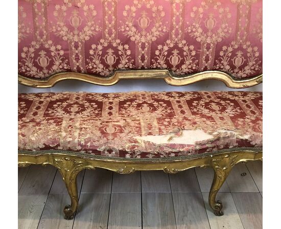 Antico divano Luigi XV veneziano legno dorato 