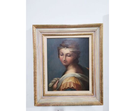 Antique oil painting on canvas raff. "Sibilla" from the mid-19th century