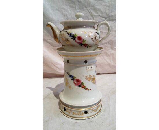 French porcelain tea pot with Louis Philippe period floral paintings