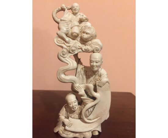 Ivory sculpture with oriental deities