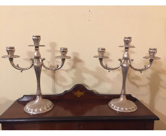 Pair of 800 silver candlesticks