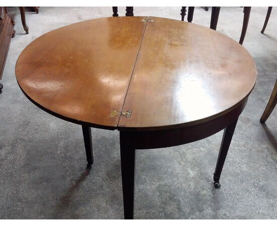 Half moon game table in mahogany Louis XVI style Edwardian era