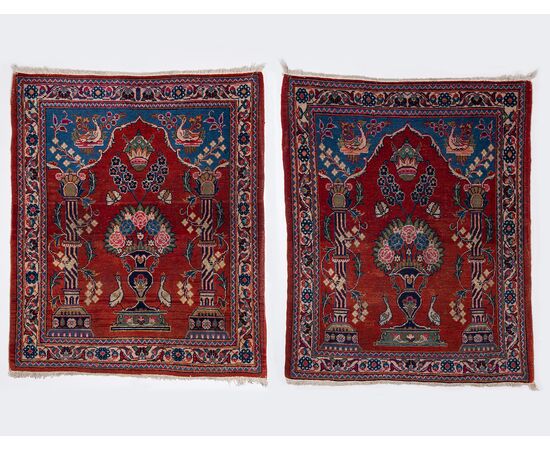 coppia antichi tappeti scendiletto KASHAN - n.145-146