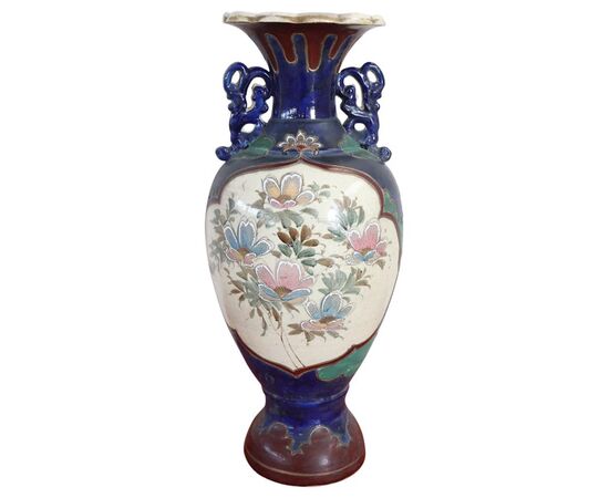 Vintage satsuma vase in polychrome ceramic from the 1960s. NEGOTIABLE PRICE
