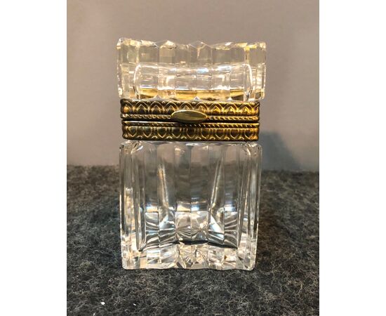 Crystal and brass casket box.France.     