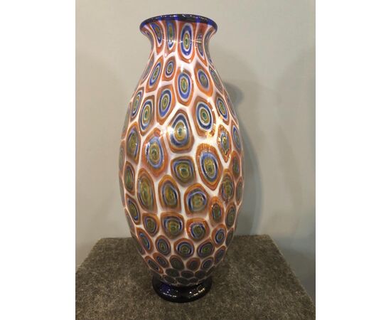 Glass vase with Murrine. Moretti manufacture, Murano.     
