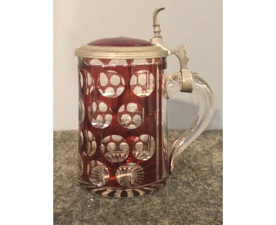 Bohemian biedermeier mug with stamp decoration.     