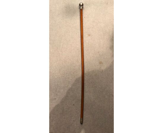 Boy&#39;s stick with silver knob and rattan cane. England.     