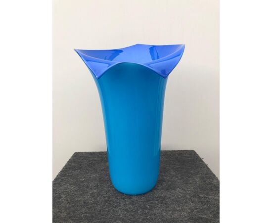 Jacketed glass vase, signed Venini, Murano.     