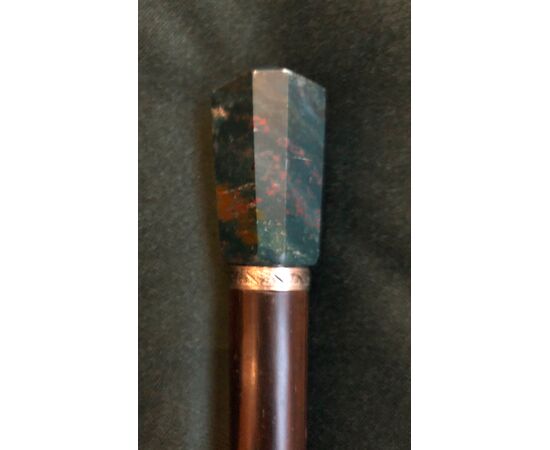 Evening stick with moss agate knob.     