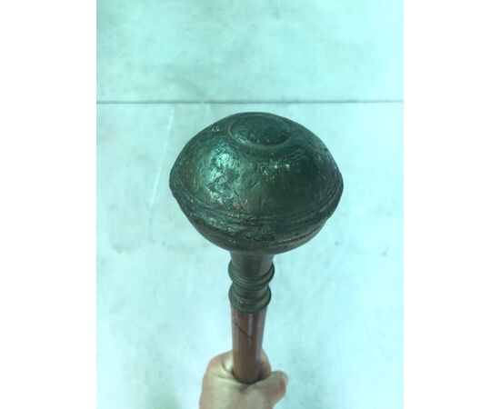 Bastone da cerimonia ‘compagnon’,in bronzo con canna in malacca.