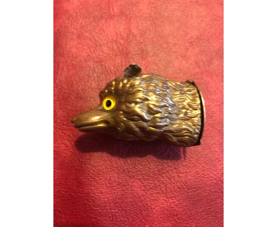 Brass matchbox in the shape of a fox head.     