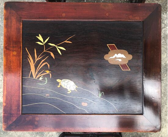 Coffee table made up of 4 mahogany side tables, one inside the other with inlaid tops. China     