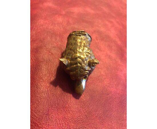 Brass matchbox in the shape of a fox head.     