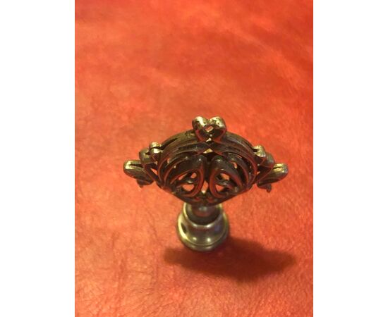 Silver seal with openwork vegetable motif in art nouveau style.     