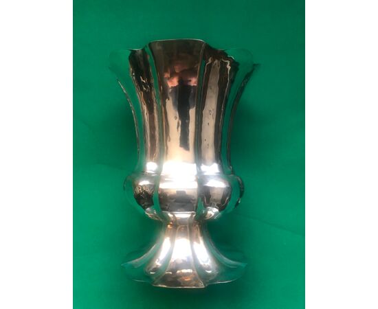 Trumpet vase in silver-plated brass Italy     