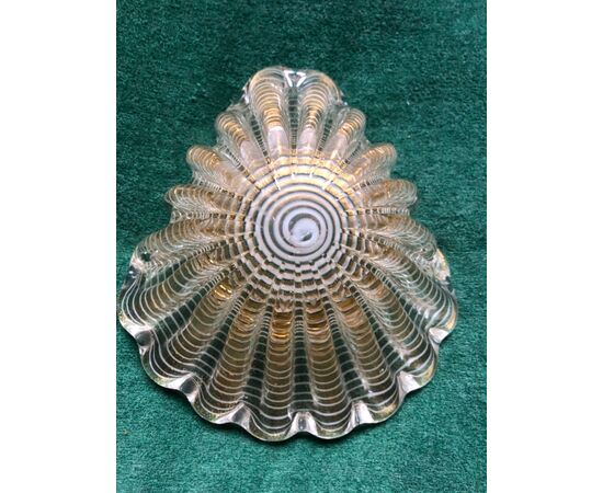 Blown and polylobed glass ashtray from the &#39;zebra&#39; series.Barovier     