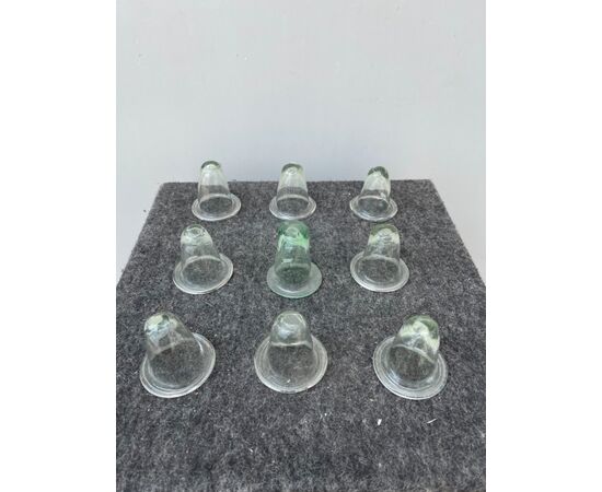 Group of nine glass apothecary jars (for bloodletting?) Modena     