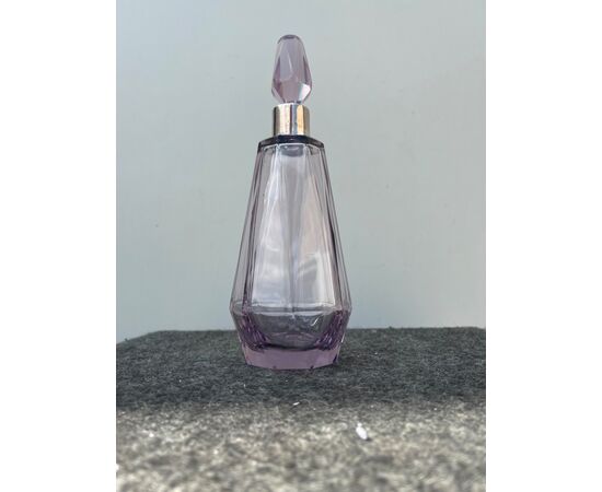 Faceted crystal bottle with silver neck.France     