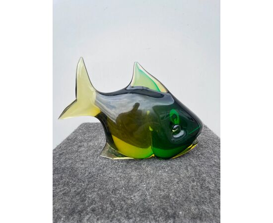 Fish in heavy submerged glass.Flavio Poli for Seguso Vetri d&#39;Arte.Murano.     