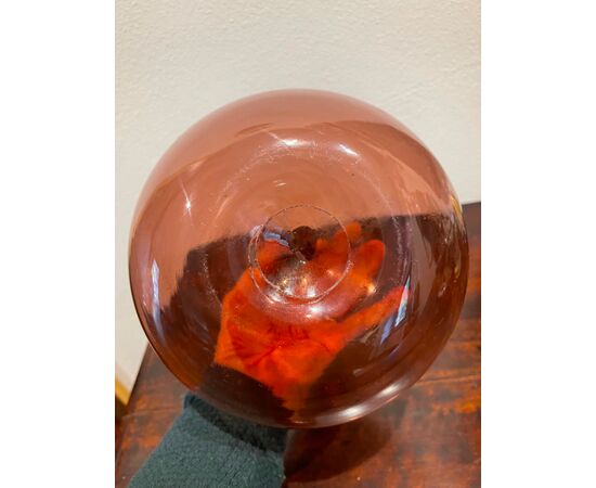 Vaso globulare in vetro soffiato.Manifattura Seguso.Murano.