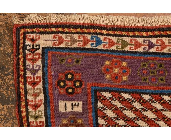 Antique dated Caucasian KAZAK carpet - no. 1085 -     