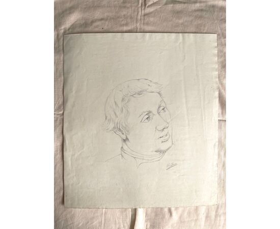 Pencil drawing on paper, male figure Arturo Pietra, Bologna.     