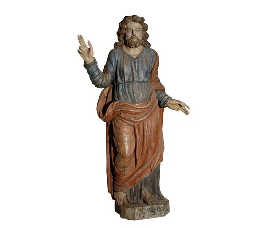 Gesù benedicente in legno policromo, XVII secolo