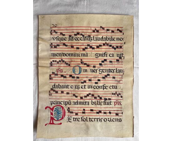 Parchment page of antiphonary.     