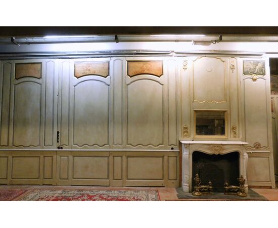 darb165 - eighteenth-century lacquered wood boiserie with paintings, mh 3.24 xl 20     