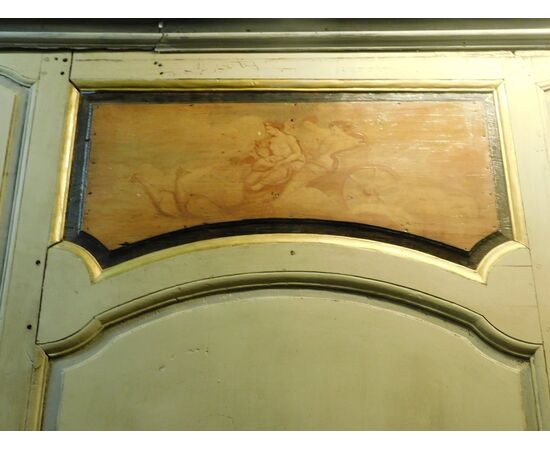 darb165 - boiserie Settecentesca in legno laccato con dipinti, m h 3,24 x l 13