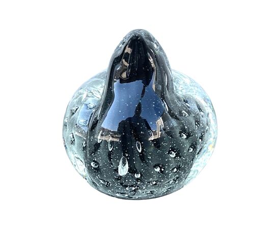 Heavy glass bird submerged with bubble inclusions. Murano.     
