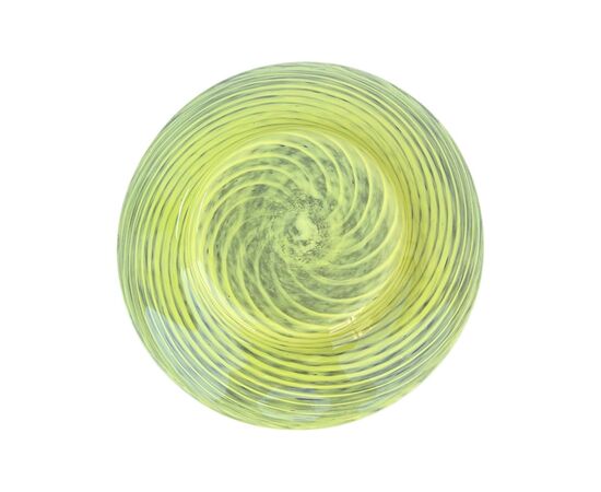 Glass tray with yellow spirals.Murano.     