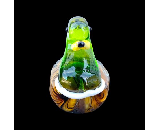 Duck in heavy sommerso glass with silver leaf inclusions.Murano, Barbini Manufacture.     