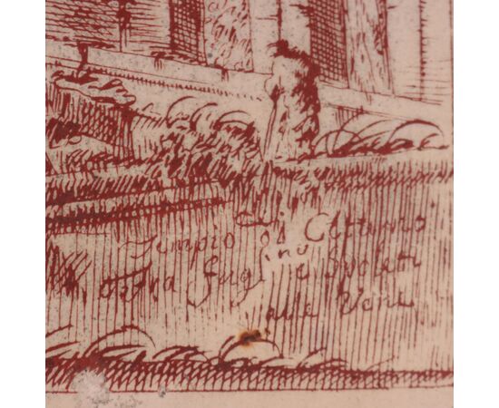 Scagliola Attribuita ad Amedeo Seytter - "Tempio di Clitunno tra Fugl.ni e Spoleti alle Vene"