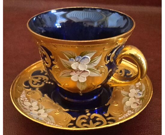 Hand-decorated Murano glass coffee service